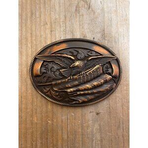Nocona bald eagle with American flag belt buckle. Cowboy/USA